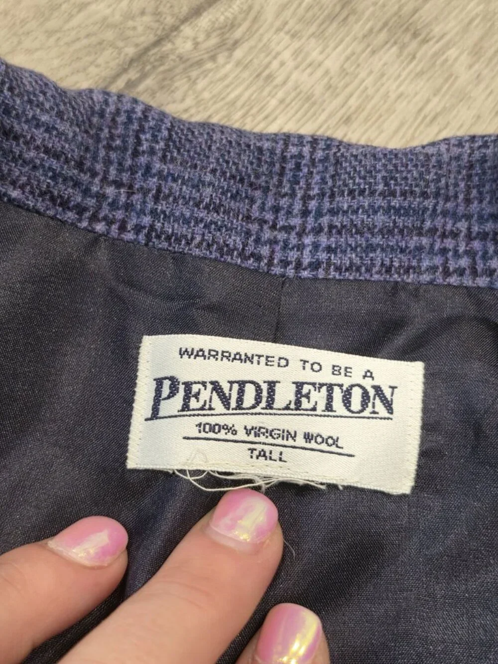 Pendleton Womens Tall Blue Plaid Virgin Wool Blazer Jacket Size 10